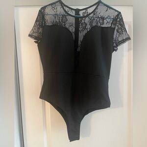 Amazon Black Lace Fitted Bodysuit